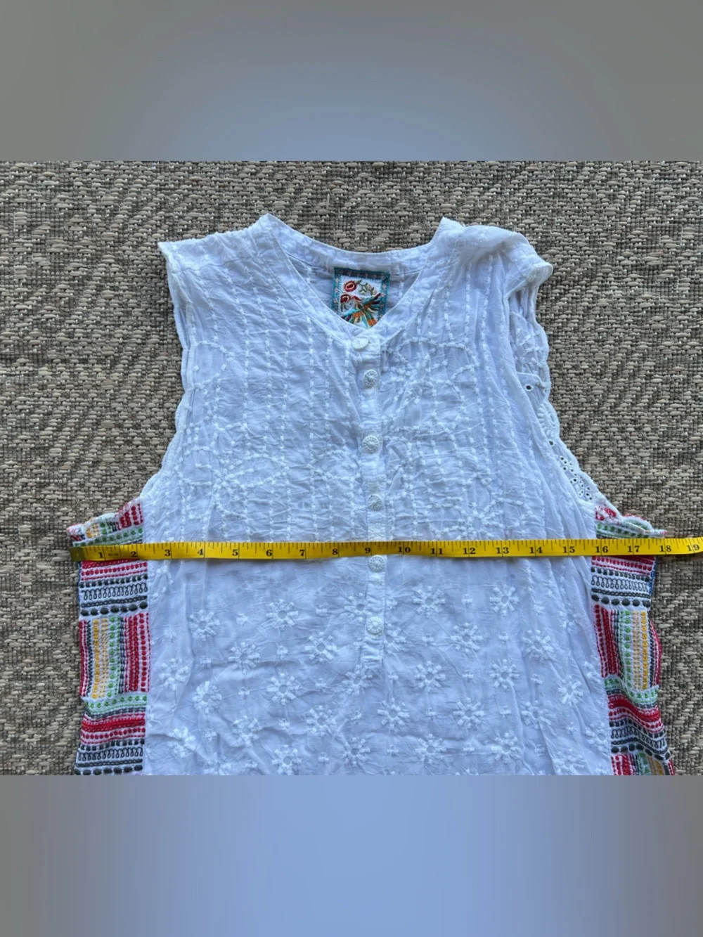 Johnny Was Turia White Embroidered Eyelet Tank Top Womens‎ Size Small